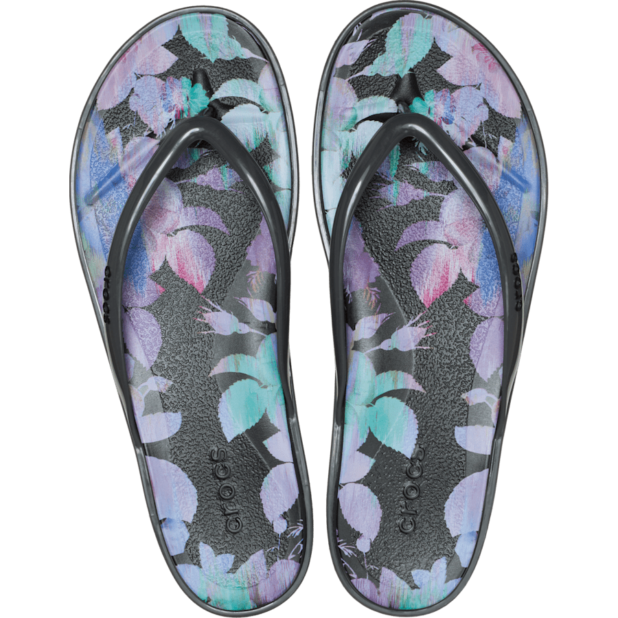 Miami Round Toe Dark Floral Flip - Crocs - US 2313